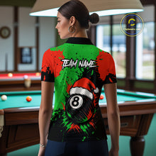 Load image into Gallery viewer, Green &amp; Red Splash Santa Christmas 8 Ball Billiard Shirt For Women Custom Xmas Gift For Pool Player TDM4846