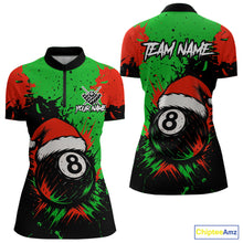 Load image into Gallery viewer, Green &amp; Red Splash Santa Christmas 8 Ball Billiard Shirt For Women Custom Xmas Gift For Pool Player TDM4846