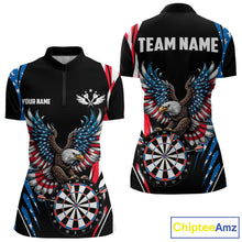 Load image into Gallery viewer, Personalized American Flag Eagle Patriotic Darts Shirt For Women Custom Darts Jersey Polo &amp; 1/4 Zip TDM4859