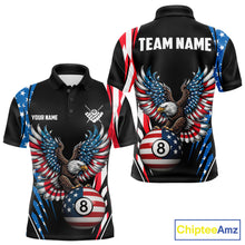 Load image into Gallery viewer, Personalized American Flag Eagle Patriotic Billiard Shirt For Men Custom 8 Ball Pool Team Jersey TDM4860