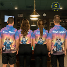 Load image into Gallery viewer, Personalized Funny Cat Sunset Billiard Shirt For Men Custom 8 Ball Pool Team Jersey Polo &amp; 1/4 Zip TDM6414
