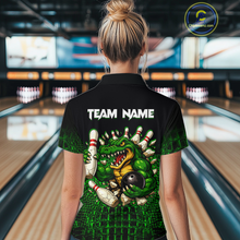 Load image into Gallery viewer, Black And Green Funny Alligator Bowling Shirt For Women Custom Bowling Jersey Team Polo &amp; 1/4 Zip TDM5818