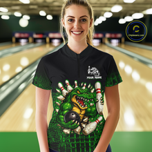 Load image into Gallery viewer, Black And Green Funny Alligator Bowling Shirt For Women Custom Bowling Jersey Team Polo &amp; 1/4 Zip TDM5818