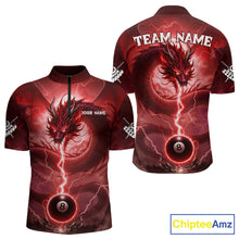 Load image into Gallery viewer, Red 8 Ball Lightning Dragon Billiard Jersey For Men Custom Pool Team Shirt Polo &amp; 1/4 Zip TDM5116