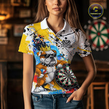 Load image into Gallery viewer, Funny Bulldog Colorful Darts Shirt For Women Custom Darts Jersey Team Polo &amp; 1/4 Zip, Darts Gifts TDM5838