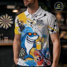 Load image into Gallery viewer, Personalized Funny Shark Colorful Darts Shirt For Men Custom Darts Jersey Team Polo &amp; Quarter Zip TDM5839