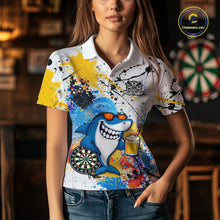Load image into Gallery viewer, Personalized Funny Shark Colorful Darts Shirt For Women Custom Darts Jersey Team Polo &amp; Quarter Zip TDM5839
