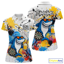 Load image into Gallery viewer, Personalized Funny Shark Colorful Darts Shirt For Women Custom Darts Jersey Team Polo &amp; Quarter Zip TDM5839