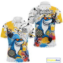 Load image into Gallery viewer, Personalized Funny Shark Colorful Darts Shirt For Men Custom Darts Jersey Team Polo &amp; Quarter Zip TDM5839