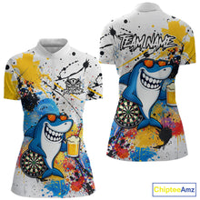 Load image into Gallery viewer, Personalized Funny Shark Colorful Darts Shirt For Women Custom Darts Jersey Team Polo &amp; Quarter Zip TDM5839
