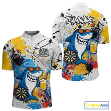Load image into Gallery viewer, Personalized Funny Shark Colorful Darts Shirt For Men Custom Darts Jersey Team Polo &amp; Quarter Zip TDM5839