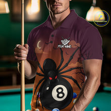 Load image into Gallery viewer, Orange Funny Spider Pool Balls Billiard Shirt For Men Custom 8 Ball Halloween Billiard Apparel TDM4927