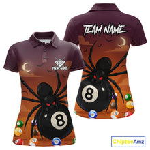 Load image into Gallery viewer, Orange Funny Spider Pool Balls Billiard Shirt For Women Custom 8 Ball Halloween Billiard Apparel TDM4927