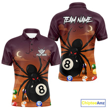 Load image into Gallery viewer, Orange Funny Spider Pool Balls Billiard Shirt For Men Custom 8 Ball Halloween Billiard Apparel TDM4927