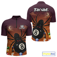 Load image into Gallery viewer, Orange Funny Spider Pool Balls Billiard Shirt For Men Custom 8 Ball Halloween Billiard Apparel TDM4927
