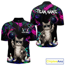 Load image into Gallery viewer, Personalized Funny Cat Graffiti Bowling Shirt For Men Custom Bowling Jersey Team Polo &amp; 1/4 Zip TDM6456