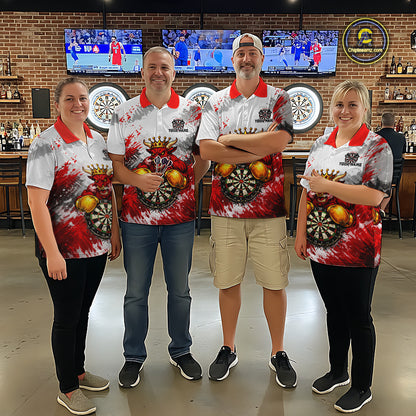 Personalized Black And Red Grunge Bull Darts Shirt For Men Custom Darts Jersey Team Polo & 1/4 Zip TDM5648