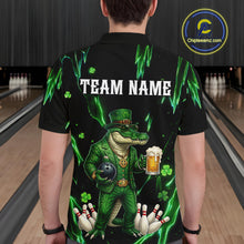 Load image into Gallery viewer, Custom Green St Patricks Alligator Bowling Shirt For Men, Lucky Bowling Team Jersey Polo &amp; 1/4 Zip TDM6266