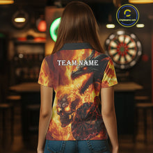 Load image into Gallery viewer, Personalized Orange Flaming Dragon And Skull Darts Shirt For Women Custom 3D Fire Darts Team Jersey TDM4958