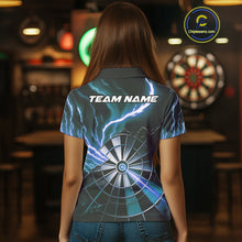 Load image into Gallery viewer, Personalized Blue Lightning Womens Dart Shirts Custom Glowing Darts Team Jersey Polo &amp; 1/4 Zip TDM5161