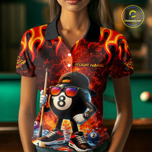Load image into Gallery viewer, Funny 8 Ball Pool Flaming Billiard Shirt For Women Custom Billiard Team Jersey Polo &amp; 1/4 Zip TDM5900