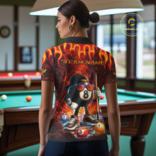 Load image into Gallery viewer, Funny 8 Ball Pool Flaming Billiard Shirt For Women Custom Billiard Team Jersey Polo &amp; 1/4 Zip TDM5900