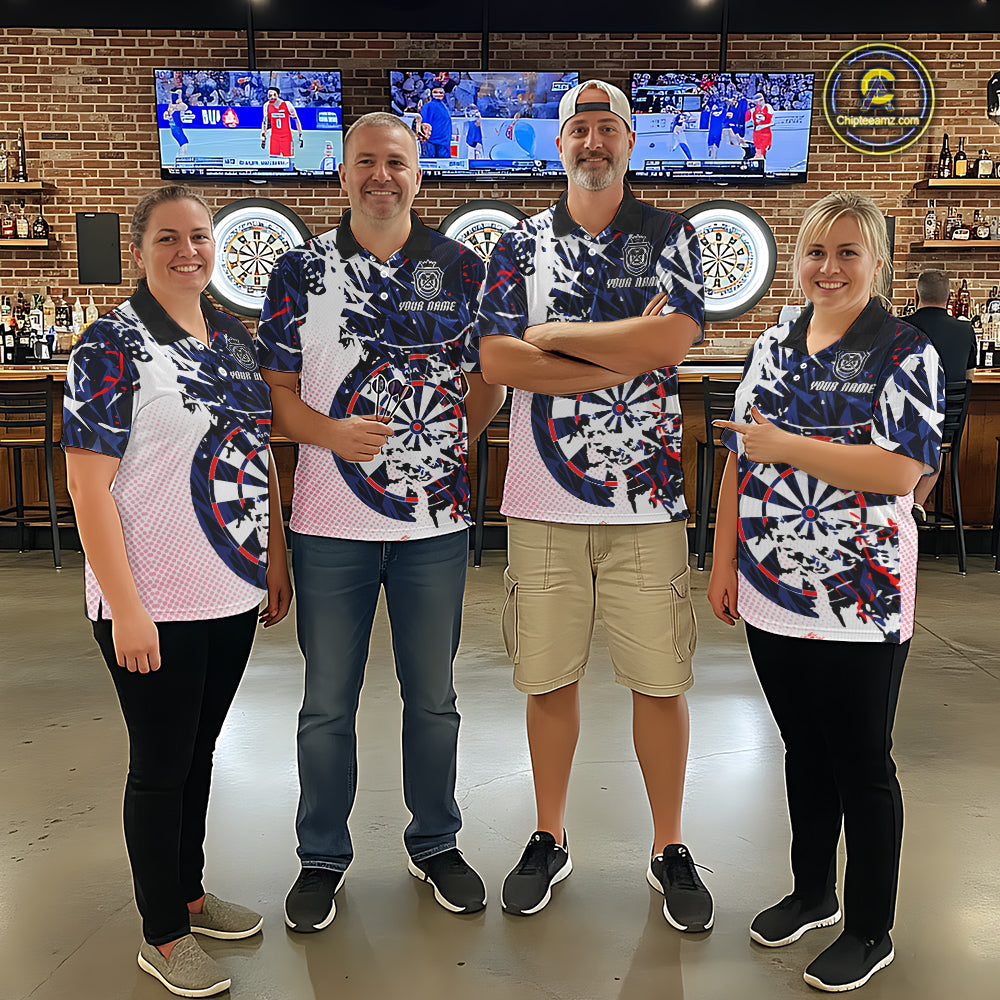 Personalized Paint Splash Darts Shirt For Men Custom Darts Jersey Team Polo & 1/4 Zip |Red TDM6063