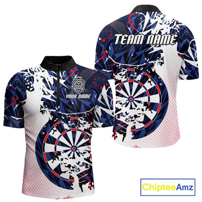 Personalized Paint Splash Darts Shirt For Men Custom Darts Jersey Team Polo & 1/4 Zip |Red TDM6063