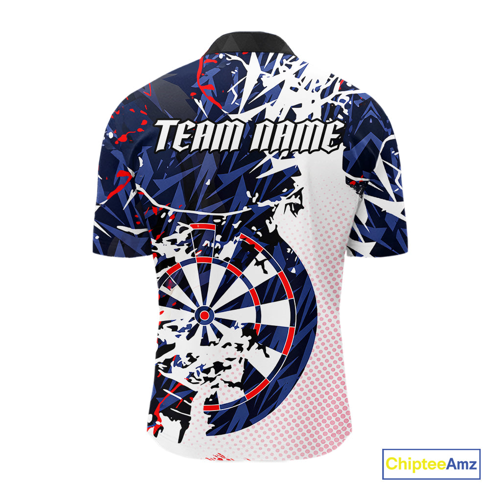 Personalized Paint Splash Darts Shirt For Men Custom Darts Jersey Team Polo & 1/4 Zip |Red TDM6063