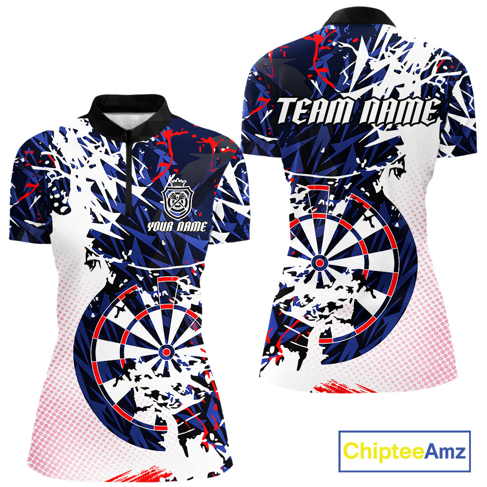 Personalized Paint Splash Darts Shirt For Women Custom Darts Jersey Team Polo & 1/4 Zip |Red TDM6063