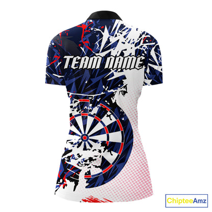 Personalized Paint Splash Darts Shirt For Women Custom Darts Jersey Team Polo & 1/4 Zip |Red TDM6063