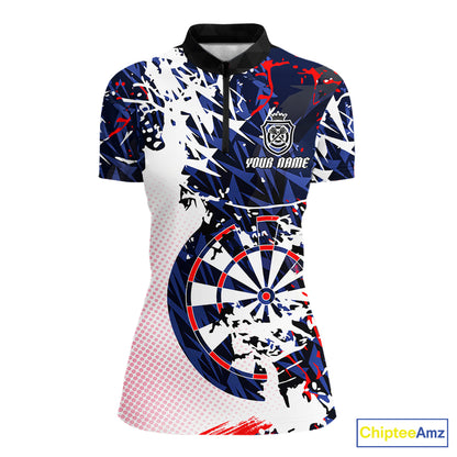 Personalized Paint Splash Darts Shirt For Women Custom Darts Jersey Team Polo & 1/4 Zip |Red TDM6063