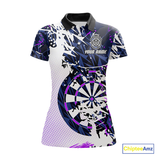 Personalized Paint Splash Darts Shirt For Women Custom Darts Jersey Team Polo & 1/4 Zip |Purple TDM6064