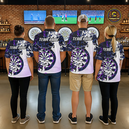 Personalized Paint Splash Darts Shirt For Men Custom Darts Jersey Team Polo & 1/4 Zip |Purple TDM6064