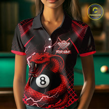 Load image into Gallery viewer, Personalized Red 8 Ball Lightning Cobra Snake Women&#39;s Billiards Shirts Custom Pool Team Jerseys TDM5197