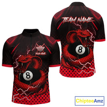 Load image into Gallery viewer, Personalized Red 8 Ball Lightning Cobra Snake Men&#39;s Billiards Shirts Custom Pool Team Jerseys TDM5197