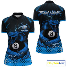 Load image into Gallery viewer, Personalized Blue 8 Ball Lightning Cobra Snake Women&#39;s Billiards Shirts Custom Pool Team Jerseys TDM5198