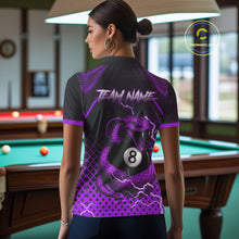 Load image into Gallery viewer, Personalized Purple 8 Ball Lightning Cobra Snake Women&#39;s Billiards Shirts Custom Pool Team Jerseys TDM5199