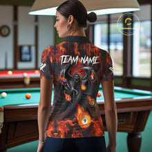 Load image into Gallery viewer, Orange Flaming Grim Reaper Billiard Shirt For Women Custom Fire Pool Team Jersey Polo &amp; Quarter Zip TDM6077