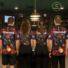 Load image into Gallery viewer, Orange Flaming Grim Reaper Billiard Shirt For Women Custom Fire Pool Team Jersey Polo &amp; Quarter Zip TDM6077