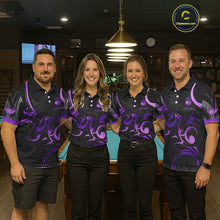 Load image into Gallery viewer, Black And Purple 8 Ball Crown Tribal Billiard Shirt For Women Custom Pool Team Jersey Polo &amp; 1/4 Zip TDM5733