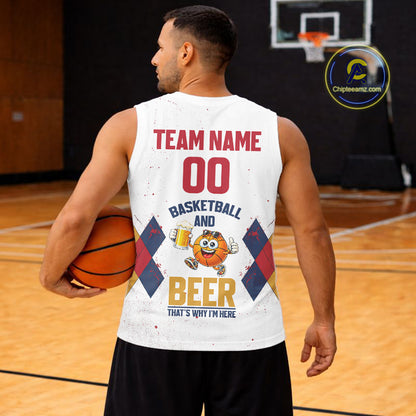 Funny Basketball And Beer Custom Argyle Basketball Shirt, Personalized Basketball Jersey For Team TDM5786