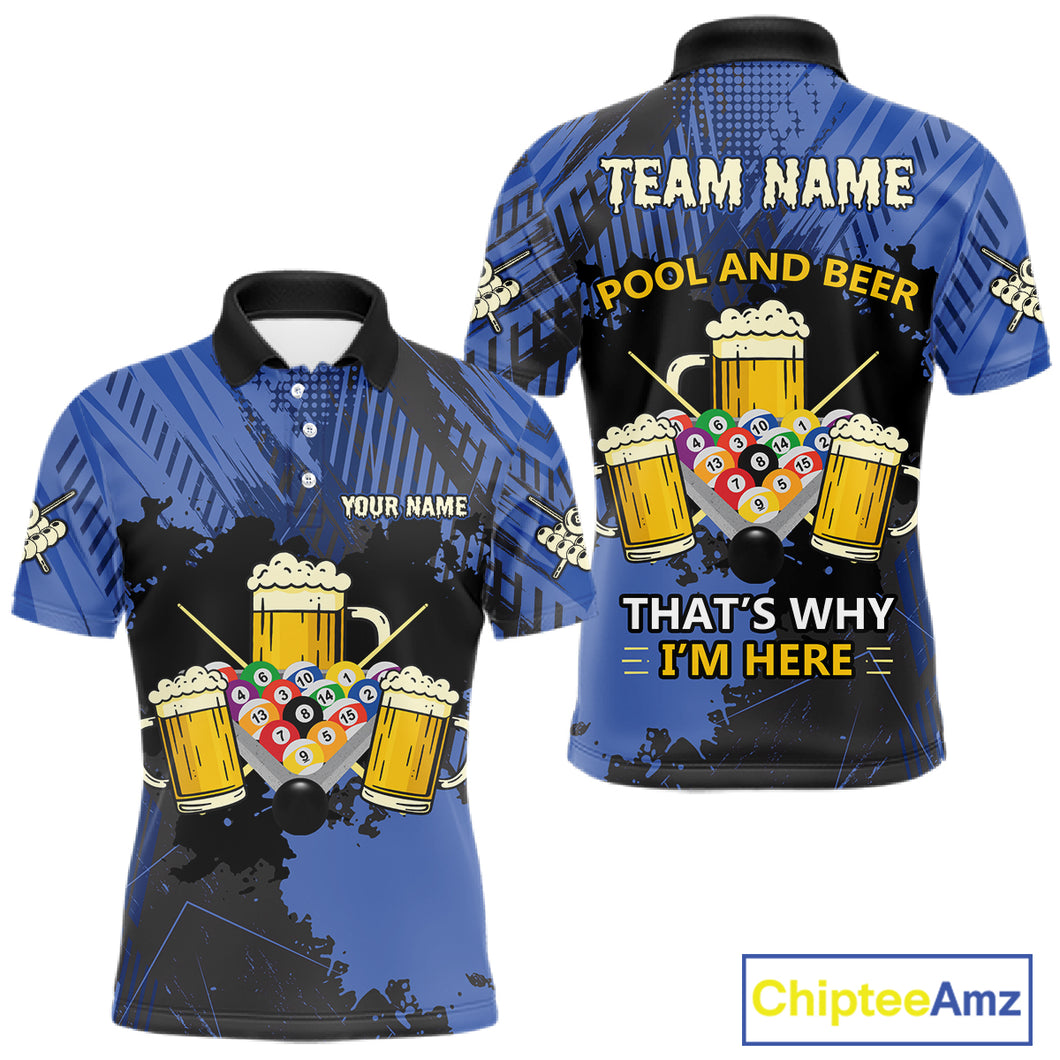 Billiard Pool And Beer That's Why I'm Here Polo & 1/4 Zip For Men Custom Funny Billiard Jersey TDM4833