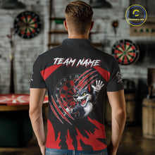 Load image into Gallery viewer, Black And Red Funny Wolf Darts Shirt For Men Custom Darts Jersey, Darts Outift Polo &amp; 1/4 Zip TDM6142