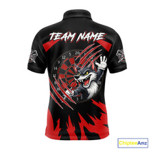 Load image into Gallery viewer, Black And Red Funny Wolf Darts Shirt For Men Custom Darts Jersey, Darts Outift Polo &amp; 1/4 Zip TDM6142