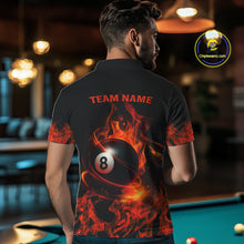 Load image into Gallery viewer, Orange Flaming American Flag 8 Ball Billiard Shirt For Men Custom Patriotic Pool Team Jersey TDM4841
