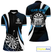 Load image into Gallery viewer, Funny Black And Blue 180 Darts Shirt For Women Custom Dartboard Jersey Team Polo &amp; Quarter Zip TDM5088