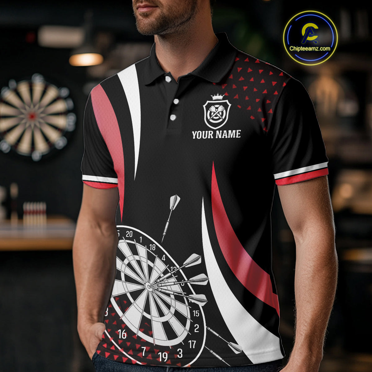 Funny Black And Red 180 Darts Shirt For Men Custom Dartboard Jersey Team Polo & Quarter Zip TDM5089