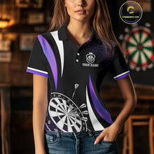 Load image into Gallery viewer, Funny Black And Purple 180 Darts Shirt For Women Custom Dartboard Jersey Team Polo &amp; Quarter Zip TDM5090