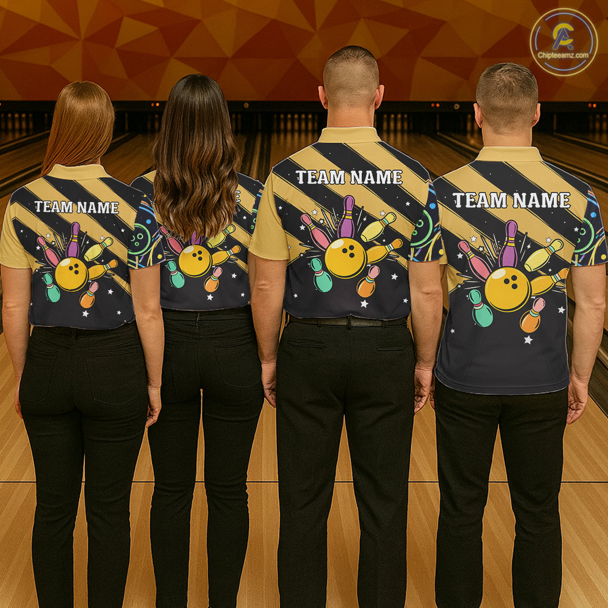 Personalized Funny Neon Bowing Shirt For Men, Retro Bowling Team Jersey Polo & 1/4 Zip | Yellow TDM6186